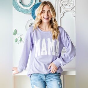 Purple Ribbed Mama Shirt Size Medium
